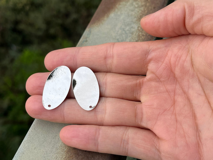10PC 15x30mm White gold plated brass oval earring studs post findings