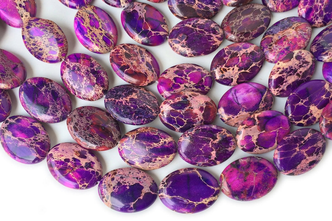 15.5" 18x25mm purple Sea Sediment oval beads,emperor jasper oval beads,impression jasper, Aqua Terra Jasper
