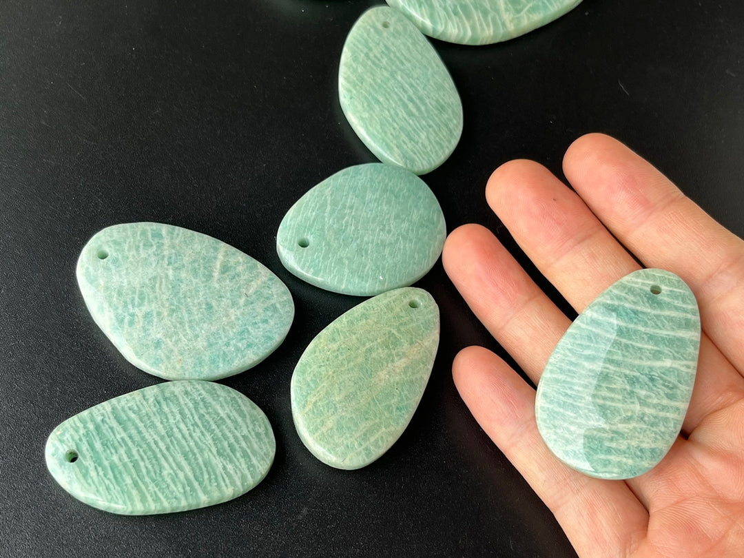 1PC 40~60mm Natural Amazonite stone big flat nugget pendant