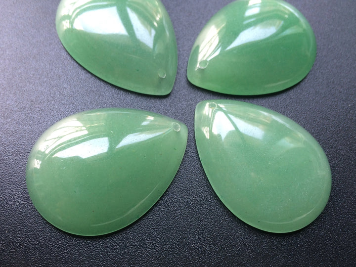 1pc 30x40mm Drilled Natural green aventurine teardrop pendant
