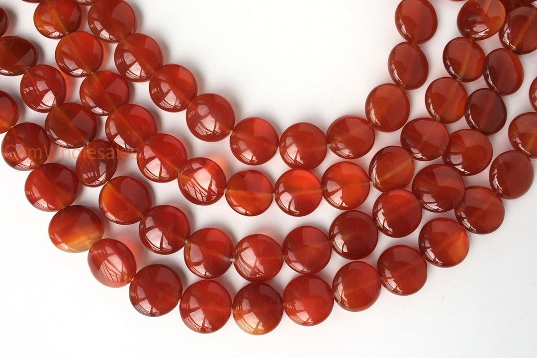 15.5" 12mm/14mm red Agate Coin beads Gemstone