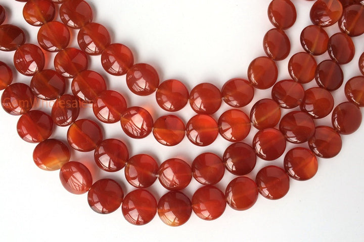 15.5" 12mm/14mm red Agate Coin beads Gemstone