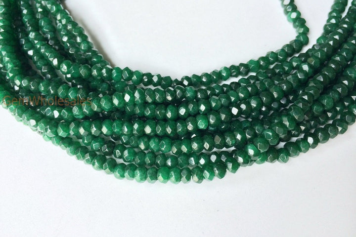 14.5" 2x4mm green dyed jade Rondelle faceted gemstone beads