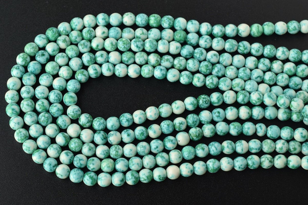 15.5" 8mm Dyed green rain flower stone,mix color rain flower jasper beads