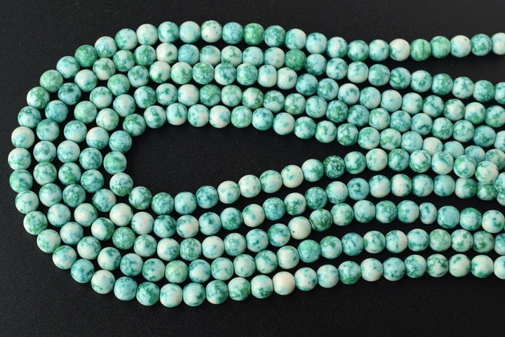 15.5" 8mm Dyed green rain flower stone,mix color rain flower jasper beads