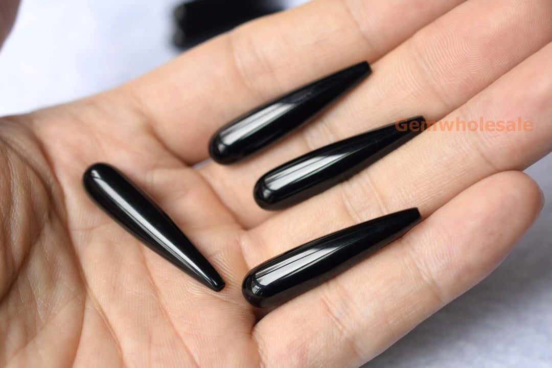 Black Agate - Teardrop- beads supplier