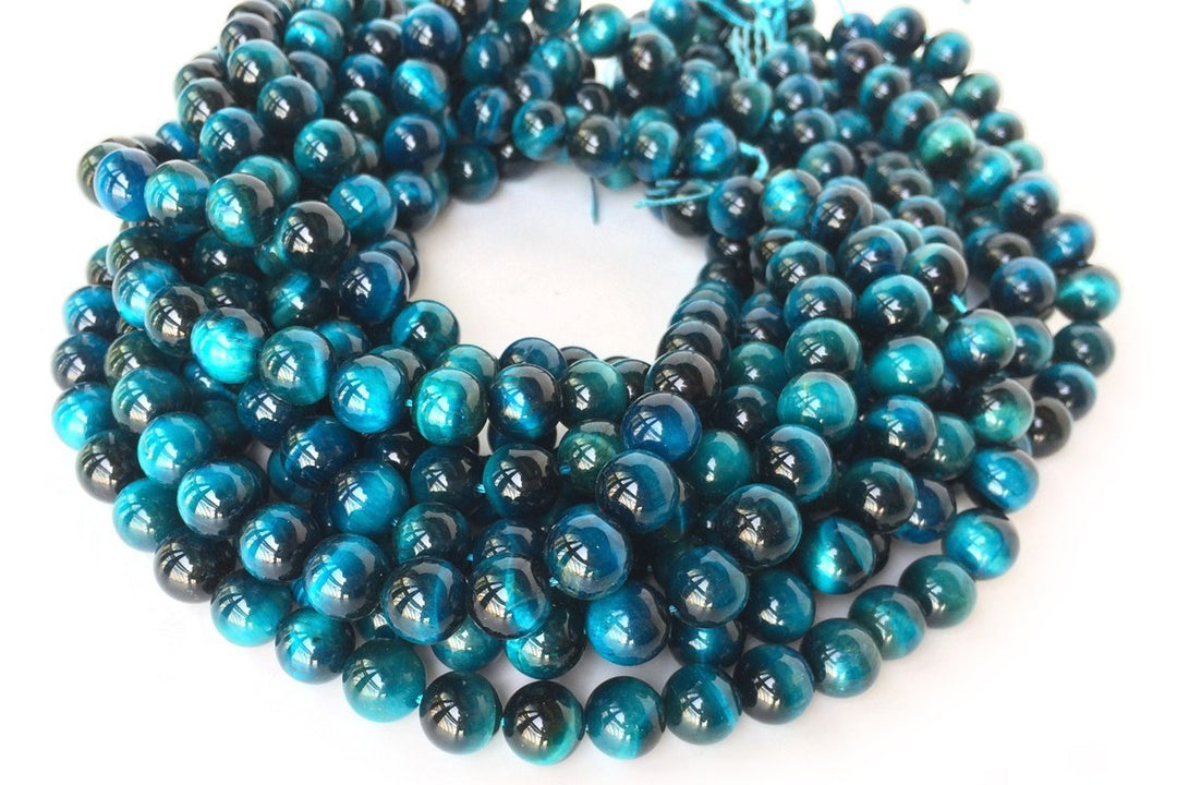 15.5" 8mm/10mm/12mm light ocean Blue tiger eye stone round beads