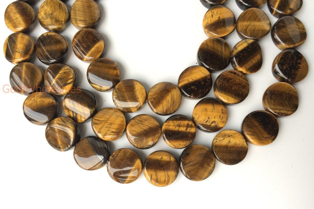 15.5" 16mm yellow tiger eye twisted coin, yellow tiger eye wave coin,semi precious stone