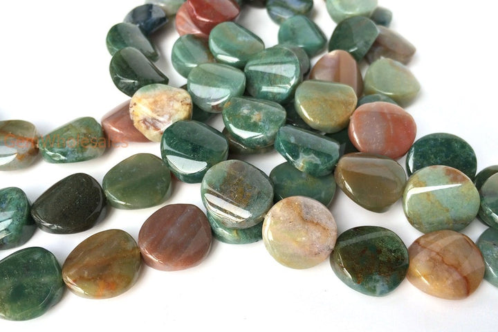 15.5" 16mm Indian agate twisted coin, Indian agate wave coin, semi precious stone