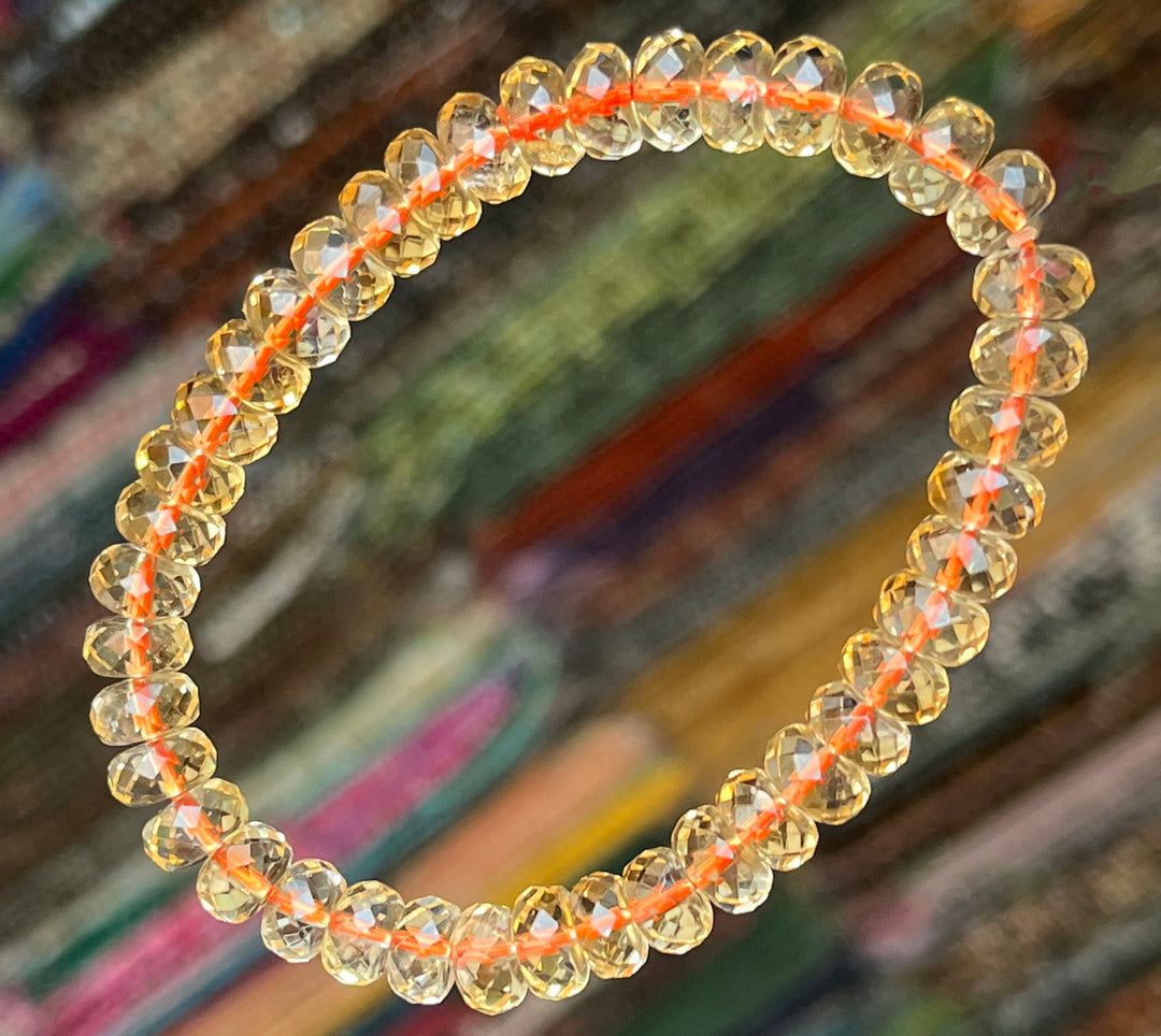 5x8mm natural Citrine rondelle faceted beads bracelet