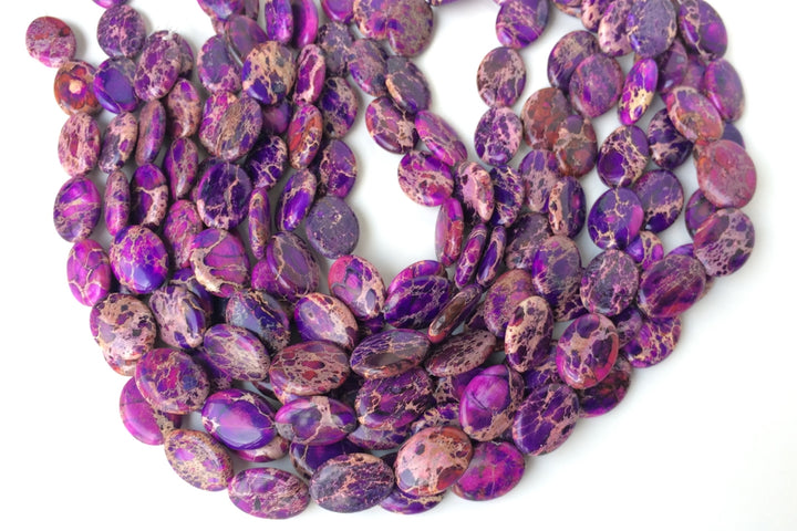 15.5" 18x25mm purple Sea Sediment oval beads,emperor jasper oval beads,impression jasper, Aqua Terra Jasper