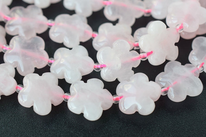 15.5" Natural Rose quartz flower 15/20mm,semi-precious stone,gemstone