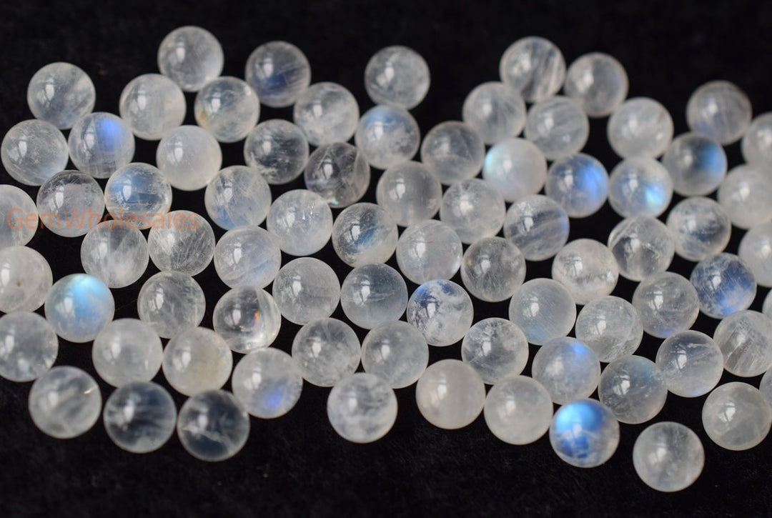 2PCS 6mm AAA Natural Blue white Moonstone round undrilled single Sphere beads