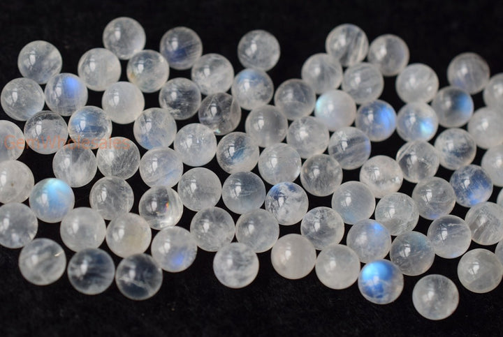 2PCS 6mm AAA Natural Blue white Moonstone round undrilled single Sphere beads