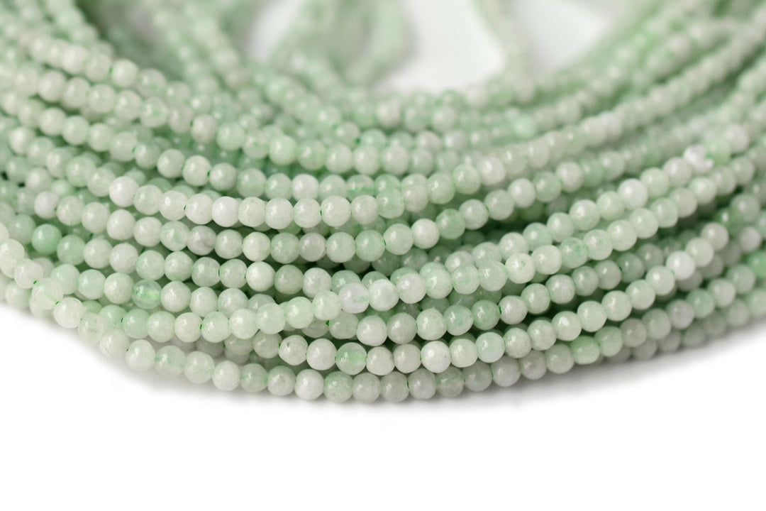 15.5" 2mm natural genuine green burma jadeite Round beads