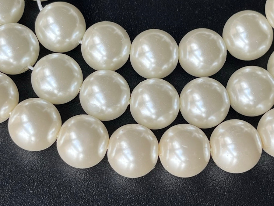 15.5" 8mm/10mm Pearl white color Glass round beads