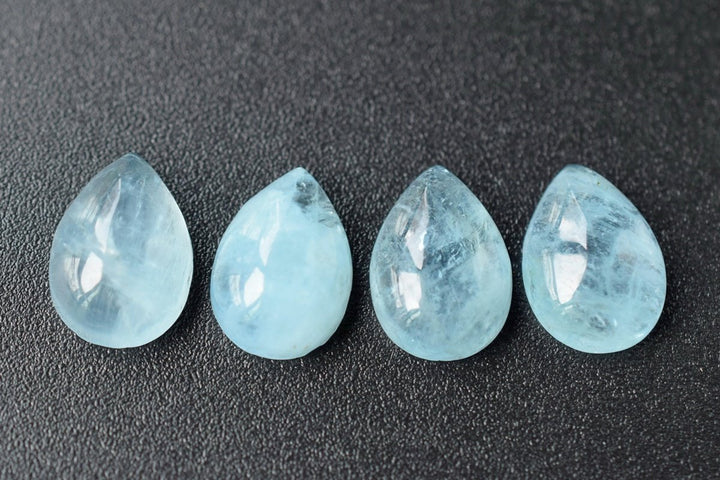 1PC 10x14mm AA Genuine Natural Aquamarine teardrop cabochon beads