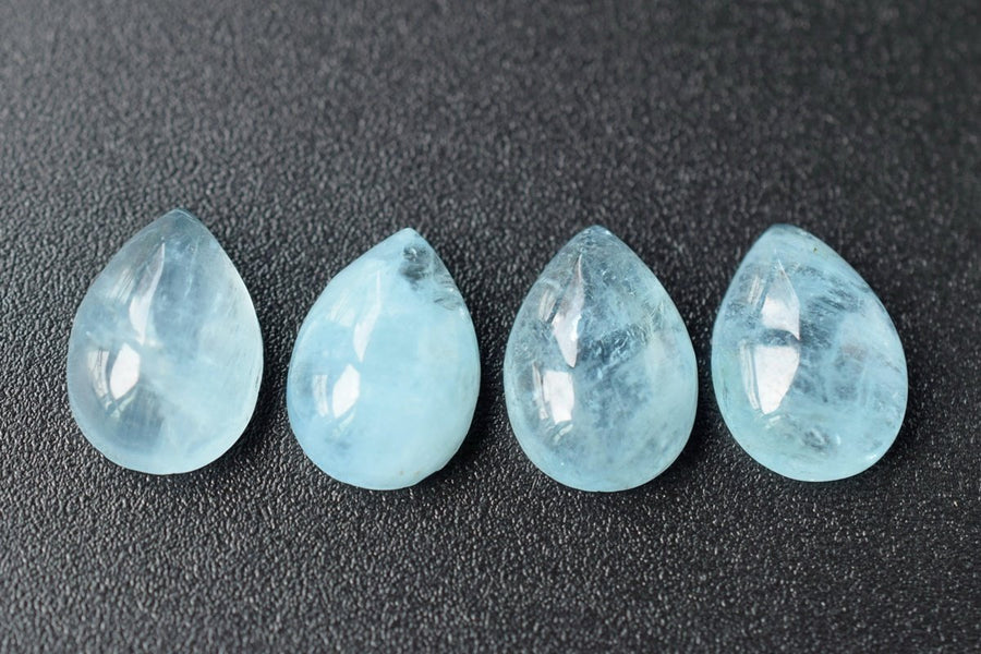1PC 10x14mm AA Genuine Natural Aquamarine teardrop cabochon beads