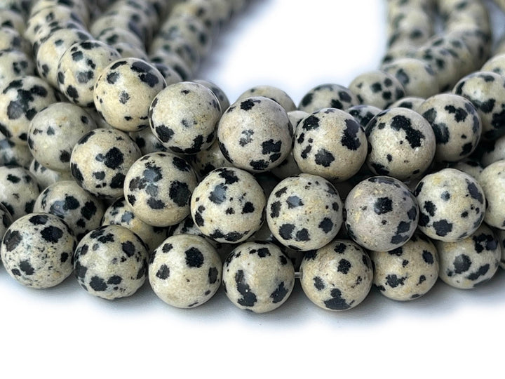 15.5" Natural dalmation jasper  6mm round beads, grey beige color gemstone