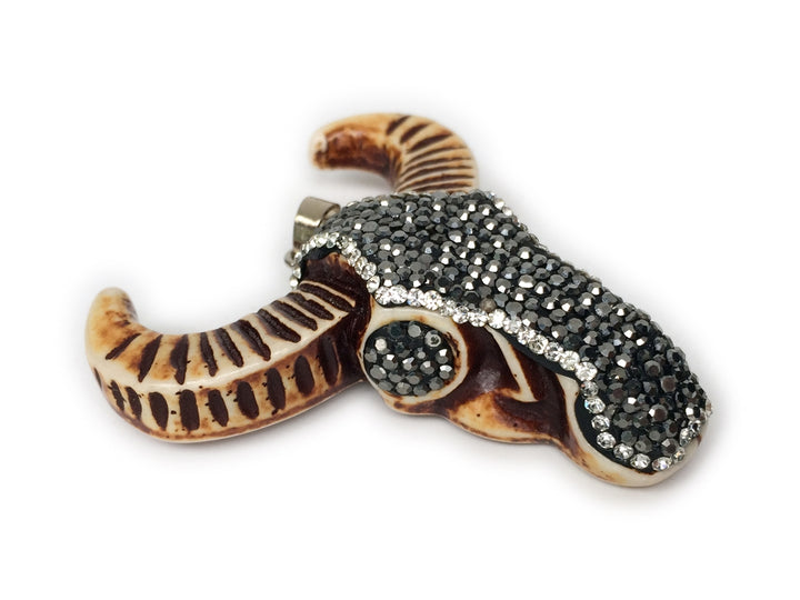 1PC 50x56mm Antique brown color Resin bull cow head pendant