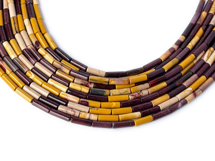 15" 4x13mm Natural moukaite (mookaite) round tubes/Cylinder beads