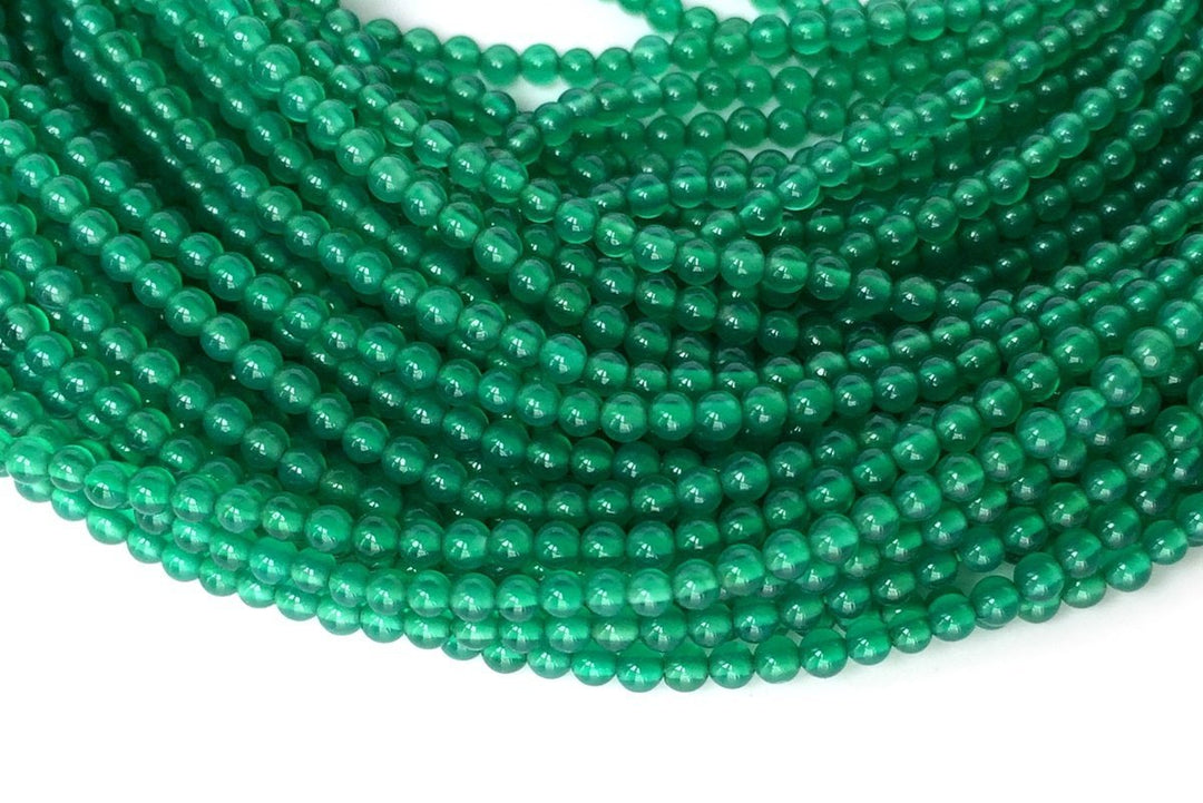 15.5" 2mm green Agate Round jewelry beads supply