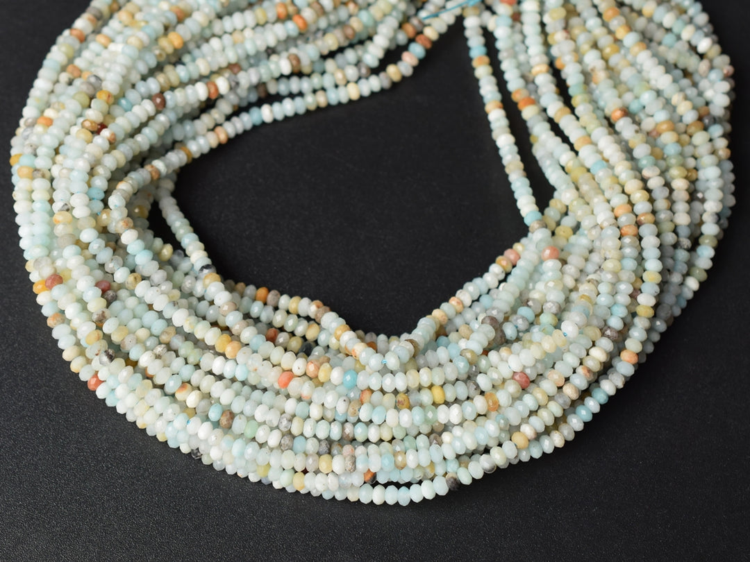 15.5" 2x4mm Natural amazonite rondelle beads, amazonite roundel faceted