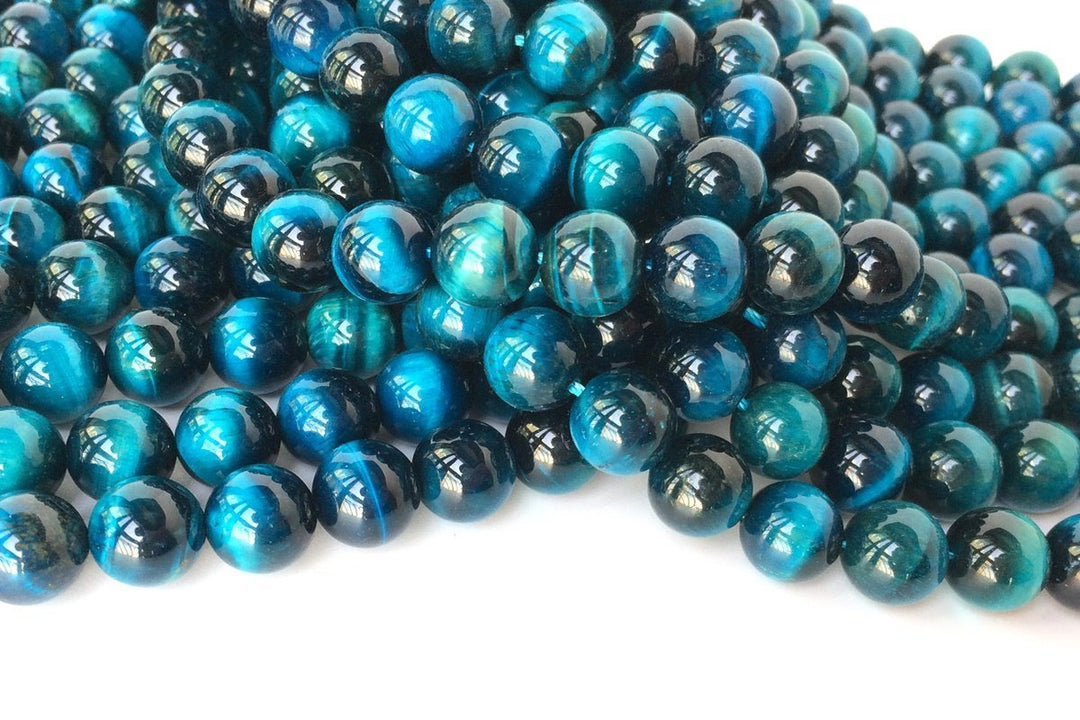 15.5" 8mm/10mm/12mm light ocean Blue tiger eye stone round beads