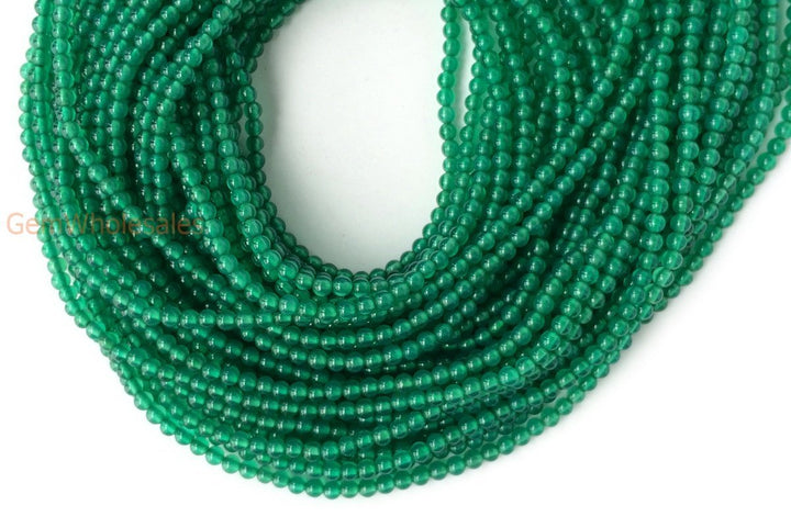 15.5" 2mm green Agate Round jewelry beads supply