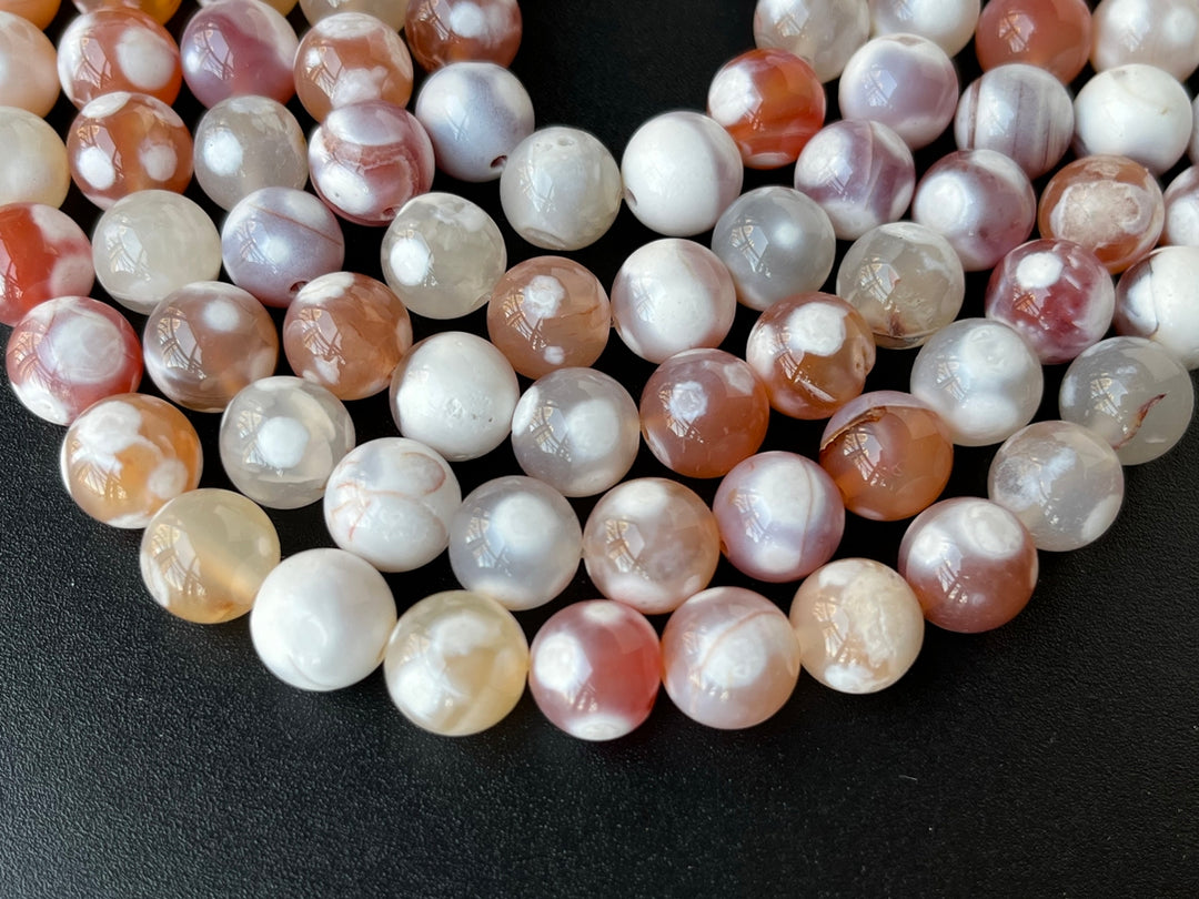 15" 10mm red white Dream Fire agate  multi color round beads