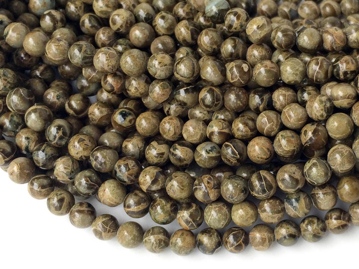 15.5" 4mm natural African army green jasper round beads