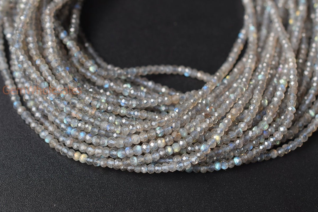 15" 2x3~4mm Labradorite roundel faceted beads,rondelle faceted gemstone beads AA