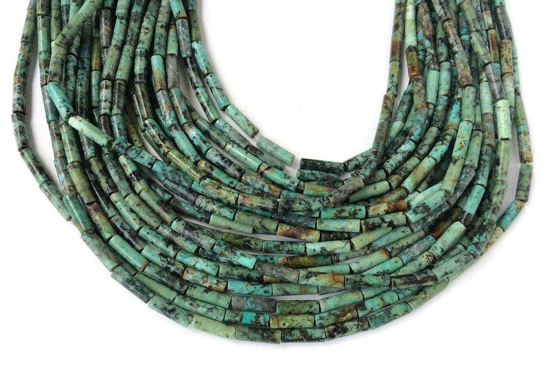 15.5" Natural African turquoise round tube 4x13mm,green color cylinder