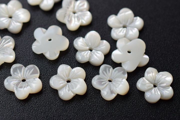 10PCS 8mm Natural white MOP flower beads 5 petal,mother of pearl