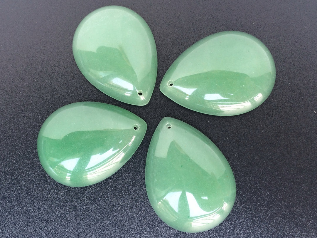 1pc 30x40mm Drilled Natural green aventurine teardrop pendant