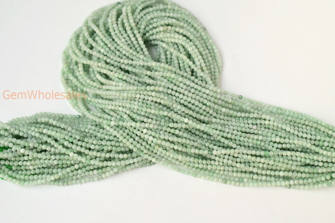 15.5" 2mm natural genuine green burma jadeite Round beads