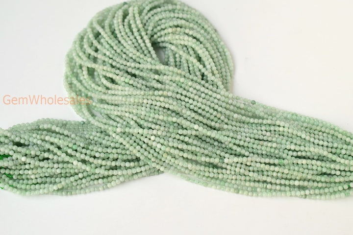 15.5" 2mm natural genuine green burma jadeite Round beads