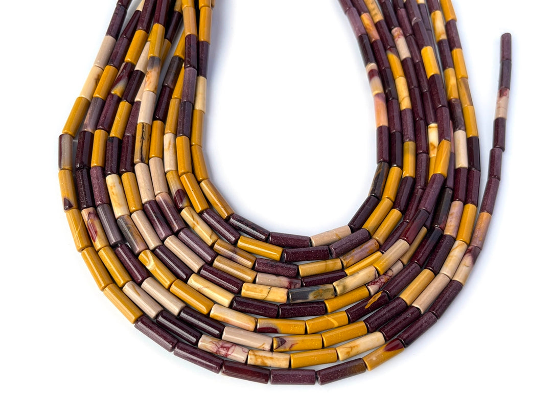 15" 4x13mm Natural moukaite (mookaite) round tubes/Cylinder beads