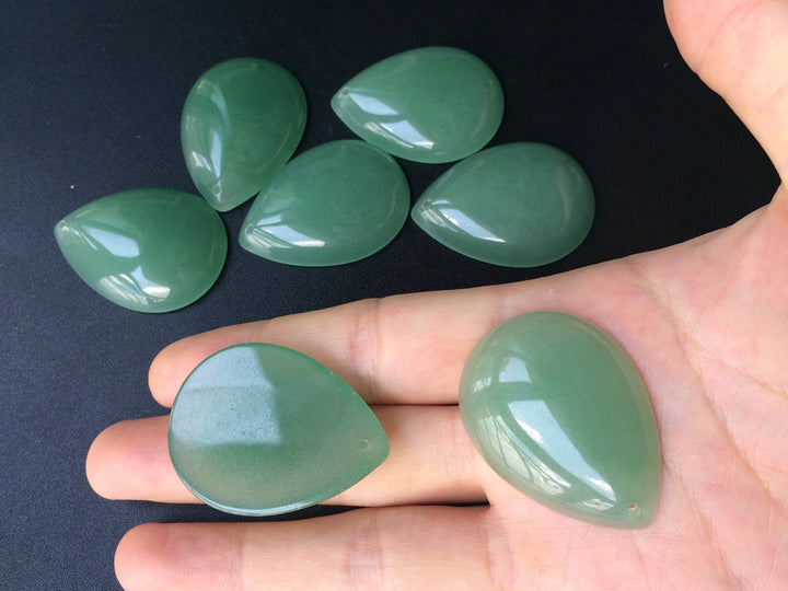 1pc 30x40mm Drilled Natural green aventurine teardrop pendant