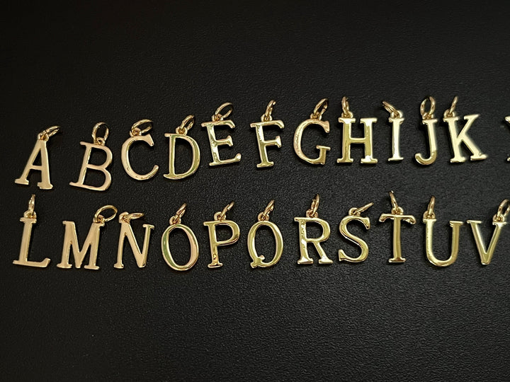5PCS 8mm gold plated brass alphabet letters charms DIY jewelry findings A~Z