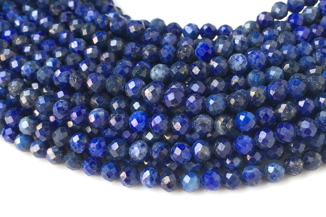 15.5“ A natural Lapis lazuli stone 4mm round faceted beads Q2