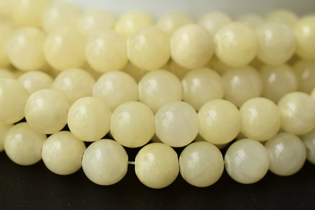 15.5" 6mm/8mm/10mm/12mm light yellow dyed jade Round beads gemstone