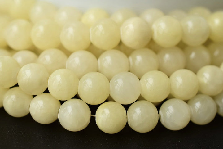 15.5" 6mm/8mm/10mm/12mm light yellow dyed jade Round beads gemstone