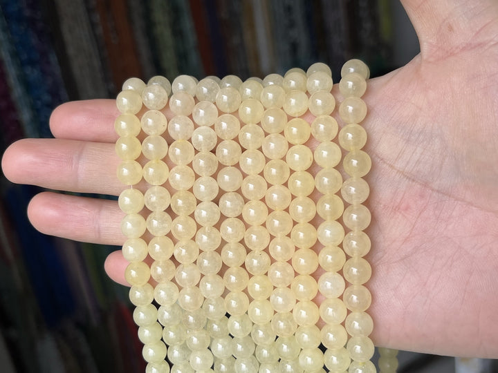 15" 8mm/10mm/12mm yellow Malaysian jade Round beads