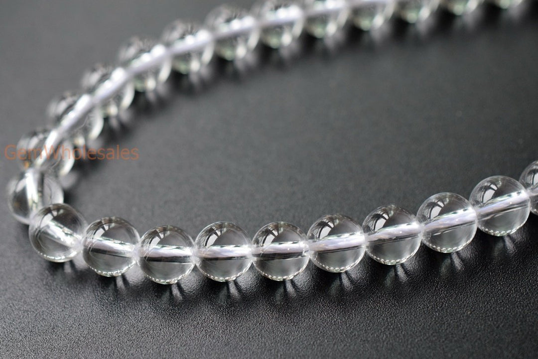 15.5" Natural rock crystal quartz 10mm round beads,1.8mm big hole