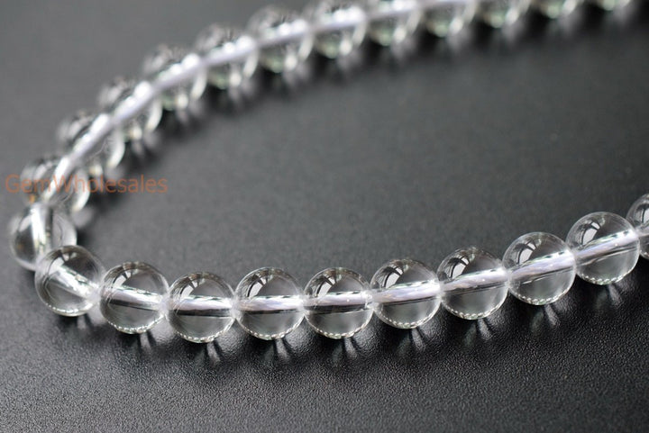 15.5" Natural rock crystal quartz 10mm round beads,1.8mm big hole