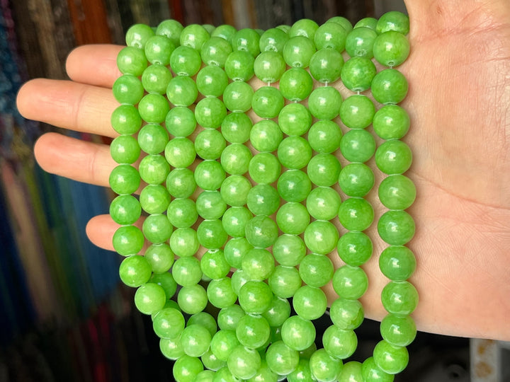 15.5" 8mm/10mm/12mm green dyed jade Round beads gemstone