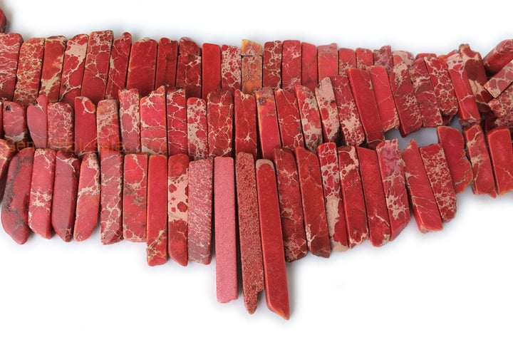 15.5" Red Aqua Terra Jasper graduated,Top Drilled Stick beads, imperssion graduated jasper 20-50*6mm, Graduated Slab