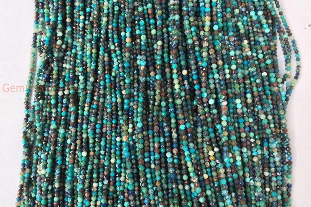 15.5" 2mm Turquoise Chrysocolla Tiny Round Micro faceted beads
