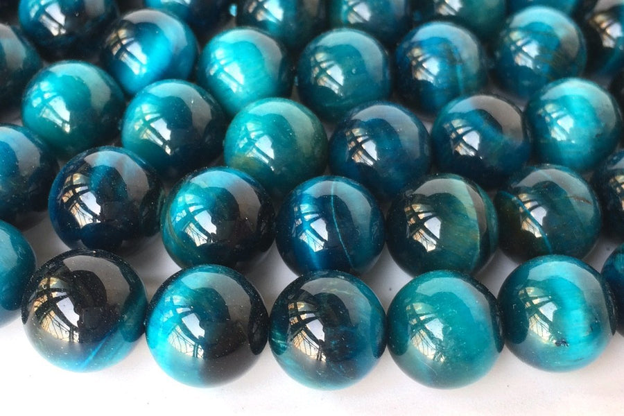 15.5" 8mm/10mm/12mm light ocean Blue tiger eye stone round beads